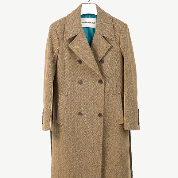Andersson Bell Chloe Brown Herringbone Back Pleats Coat - Picture 2 of 14